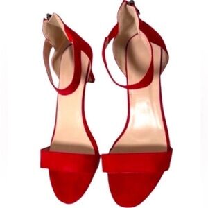 Cardinal Red Suede Heels Shoes Strappy Zippers Ankle Band Work Dance 41 10-10.5